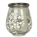 Glas Kerzenhalter Blumen Grün Ø 9x11 cm
