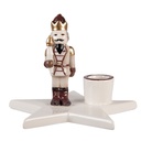 Bougeoir de Casse-noisette Beige Rouge 15x14x12 cm