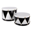 Decorative Drum White Black (set 2) Ø 37x26 / Ø 32x17 cm