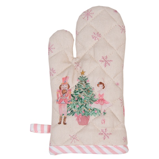 Clayre & Eef Guanto da forno bambino 12x21 cm Beige Rosa Cotone Schiaccianoci