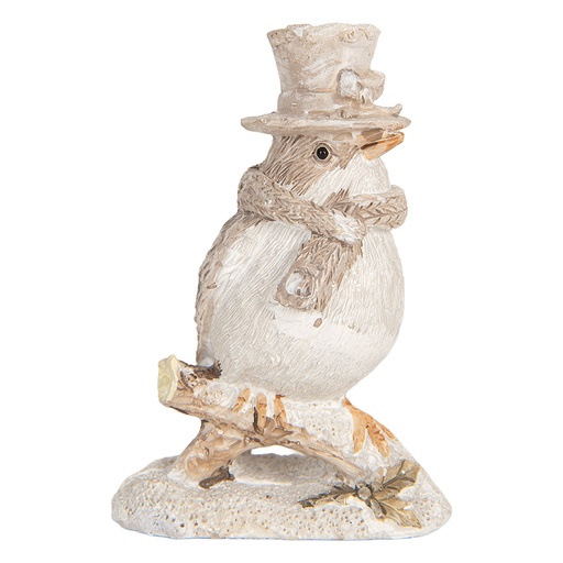 Decoration Bird Beige White 5x3x8 cm