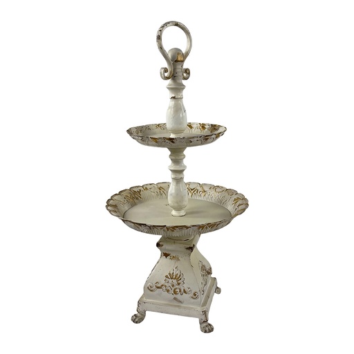 2-Tier Cake Stand Beige Brown Ø 52x93 cm