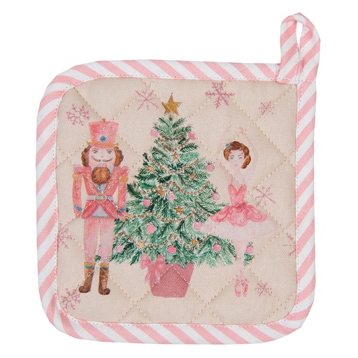 Clayre & Eef Pannenlap Kind 16x16 cm Beige Roze Katoen Notenkraker