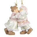 Decorazione pendente Babbo Natale con Donna Natale Rosa verde 7x4x8 cm
