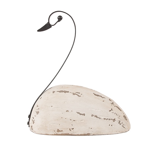 Décoration Cygne Blanc Marron 17x8x19 cm