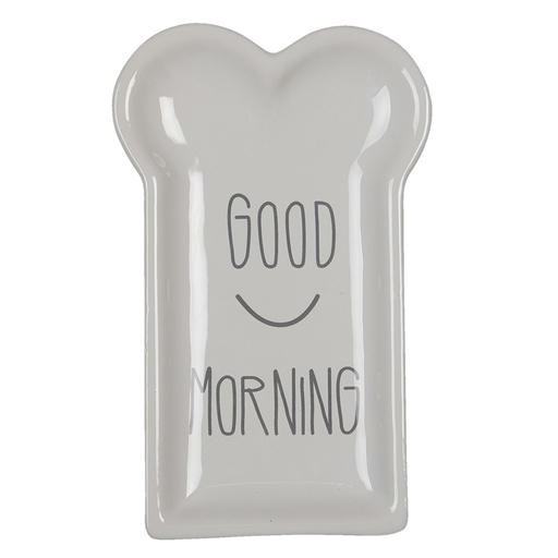 Clayre & Eef Ontbijtbord 10x17 cm Wit Keramiek