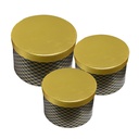 Boîte à chapeaux (set de 3) Couleur or Noir Ø 25x17 / Ø 23x16 / Ø 21x14 cm