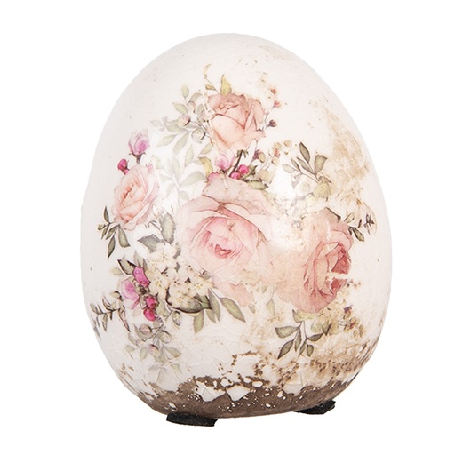 Decoration Egg Beige Pink Ø 7x9 cm