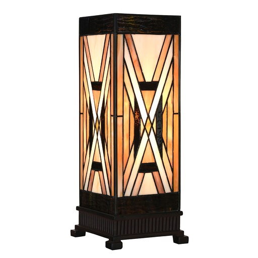 Table Lamp Tiffany Brown Beige 17x17x44 cm E27/max 1x40W