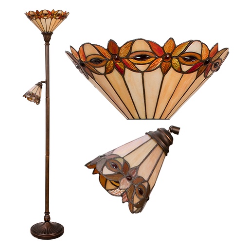 Tiffany Stehlampe Beige Ø35/ Ø14x176 cm E27/max2x60W E14/max 1x25W
