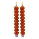 Bougie avec LED set 2 Orange Ø 3x25 cm / 2xAAA