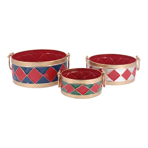 Ciotola, piatto da portata (3) Rosso Color oro 35x31x13 / 29x26x12 / 23x21x9 cm