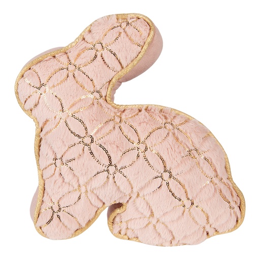 Cale Porte/Coussin Lapin Rose couleur Or 29x10x27 cm