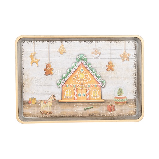 Dekoratives Tablett Braun Beige 32x22x2 cm