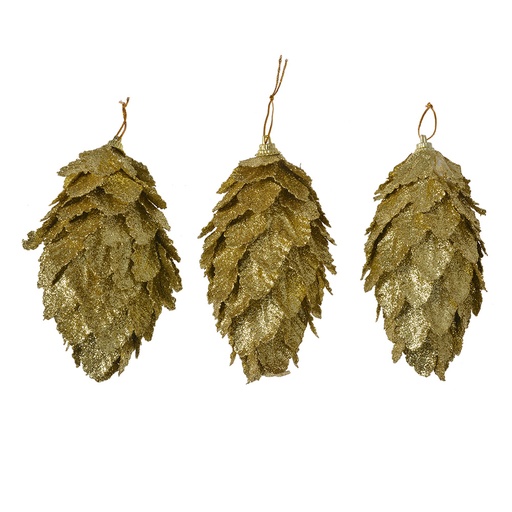Christmas Decoration Flower (set 3) Gold colored Ø 7x13 cm