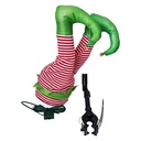 Decorazione Gambe da elfo di Natale Rosso Verde 35 cm
