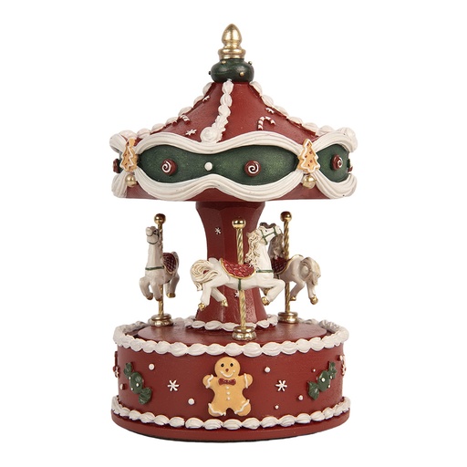 Boîte à musique Carrousel Rouge Blanc Ø 12x19 cm