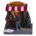 Kerstdecoratie marktkraampje met LED 9x6x10 cm