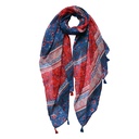 Schal Damen Muster Blau Rot 90x180 cm